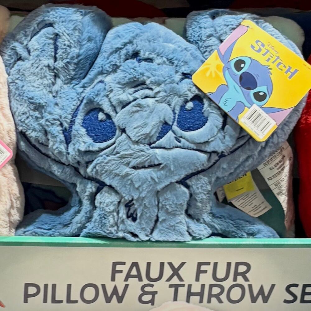 Disney Stitch Faux Fur Pillow & Throw Blanket Set